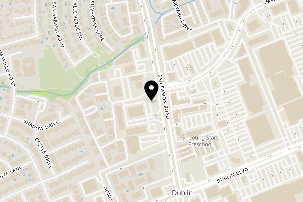 Map showing the location of Pho Dublin on 7300 San Ramon Rd in Dublin